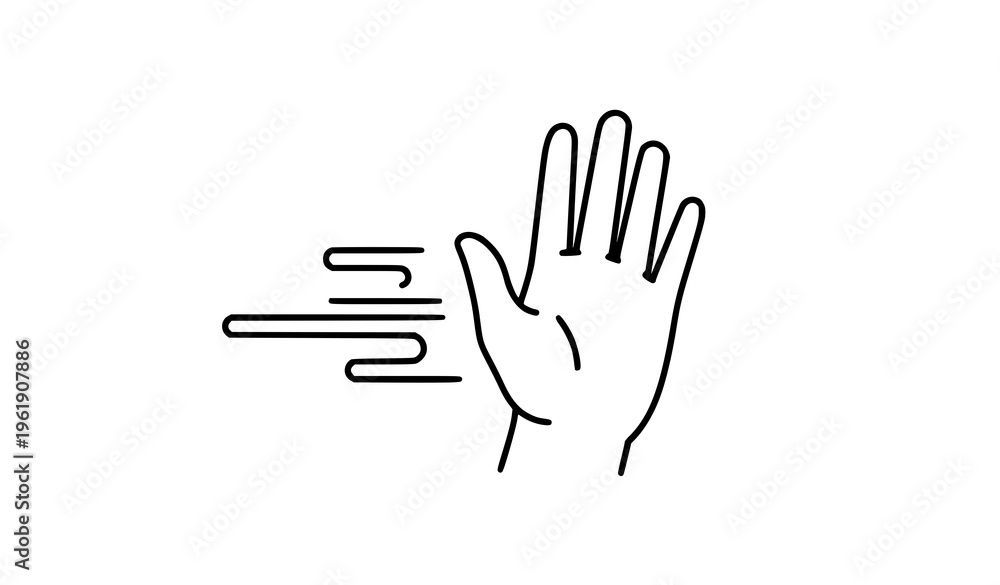 Obraz premium Waving hand greeting motion line icon welcome gesture vector