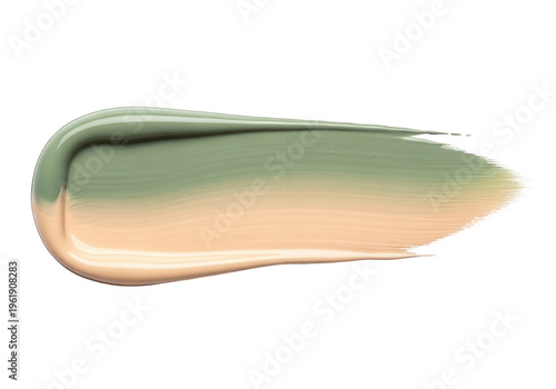 Makeup foundation color swatch, green and beige shades for beauty and cosmetics