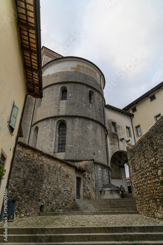 Bild auf Leinwand Medieval Stone Apse above a Cobbled Lane, Cividale del Friuli