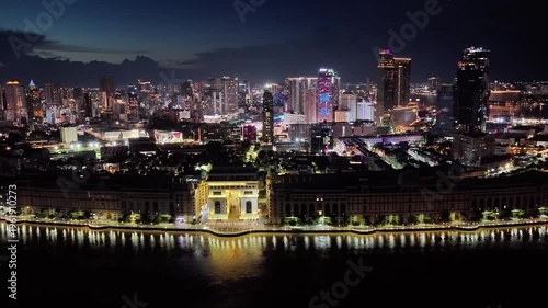 The most beautiful Koh Pich district at night in the Phnom Penh, Cambodia