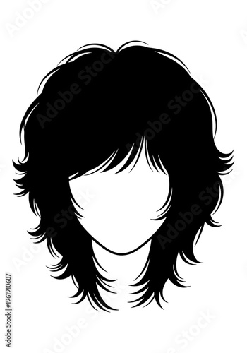 Layered bob haircut silhouette with bangs and volume