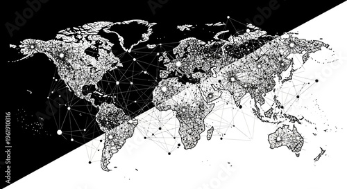 Global connections on a world map.