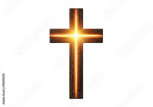 Glowing cross symbol with radiant light for religious and spiritual use