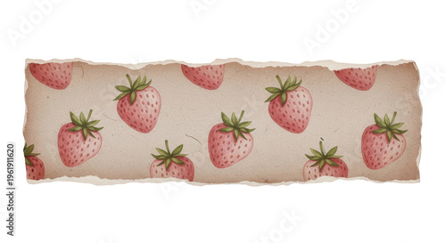 Strawberry seamless pattern background for food design and packaging, vintage paper texture