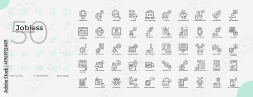 Jobless Line Editable Icons set