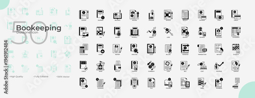 Bookeeping Duotone Editable Icons set