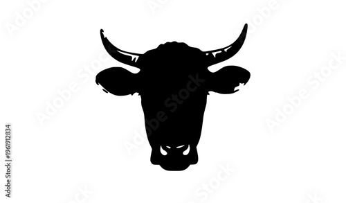 Hand drawn cow head silhouette vector with organic shape isolated on white background farm animal design