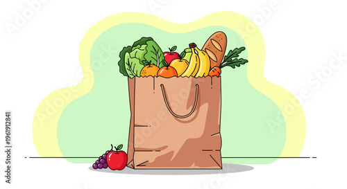 Fresh produce in a grocery bag.