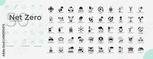 Net Zero Duotone Editable Icons set