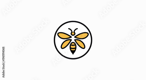 Simple Black and Yellow Bee Illustration.