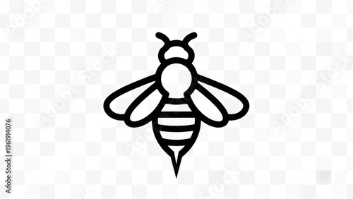 Simple Black and White Bee Illustration.
