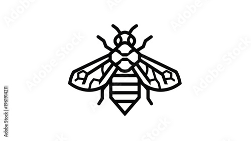 Simple Black Line Drawing of a Bee 1.