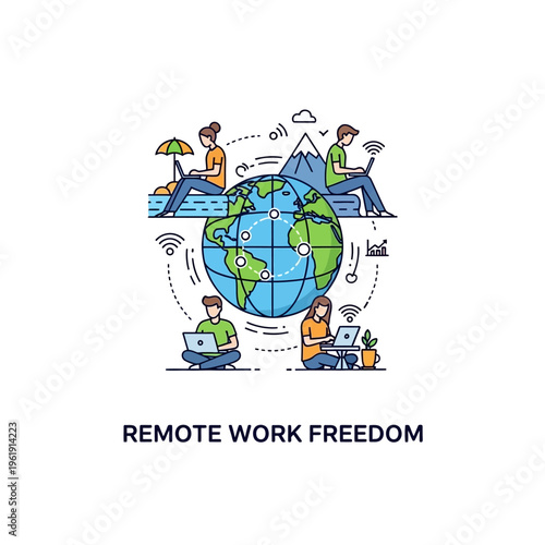 Remote work and travel freedom concept.