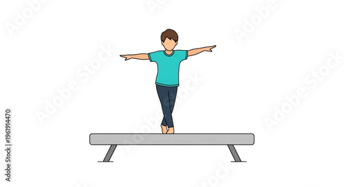 Person balancing on a beam performing a gymnastic exercise.
