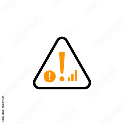 Warning sign with exclamation marks and graph.