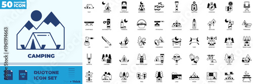 Camping Duotone Editable Icons set