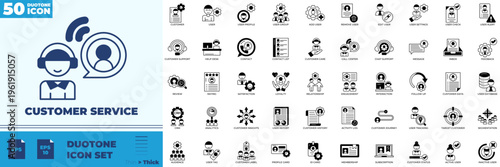 Customer Service Duotone Editable Icons set