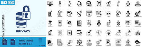 Privacy Duotone Editable Icons set