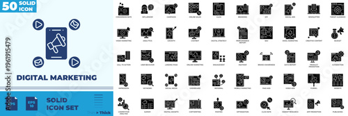 Digital Marketing Solid Editable Icons set