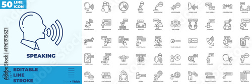 Speaking Line Editable Icons set