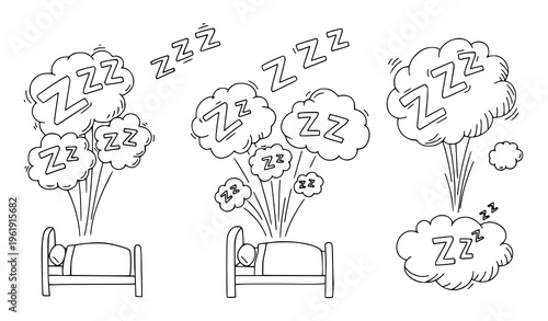 People sleeping peacefully with zzz thoughts blowing out of their heads