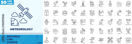 Meteorology Line Editable Icons set