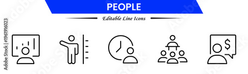 People icons depicting individuals, groups, community, diversity, profiles, communication, teamwork, social interaction, networking, relationships, collaboration, connection, and human activities.
