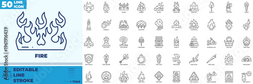 Fire Line Editable Icons set