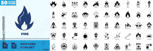 Fire Solid Editable Icons set