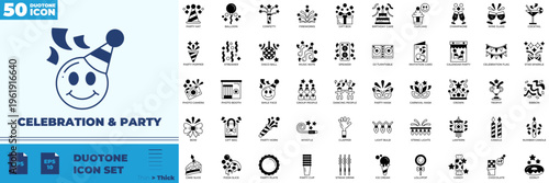 Celebration And Party Duotone Editable Icons set