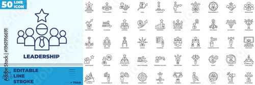 Leadership Line Editable Icons set