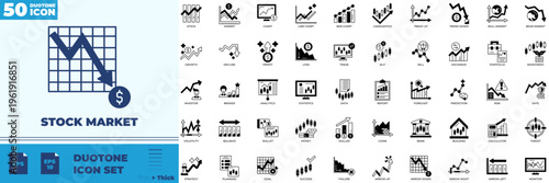 Stock Market Duotone Editable Icons set