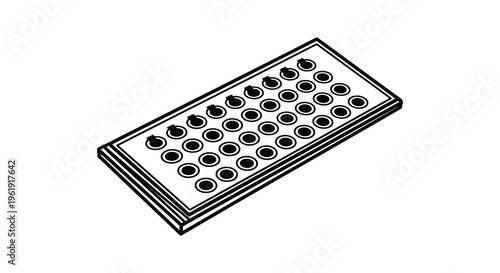 Simple illustration of a chocolate bar with circular cavities silhouette