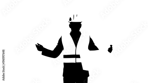 Architect Silhouette Icon - Professional Construction Worker with Blueprint Vector