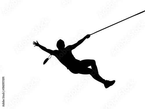 Zipline Silhouette Icon - Extreme Adventure Sports Vector Graphic