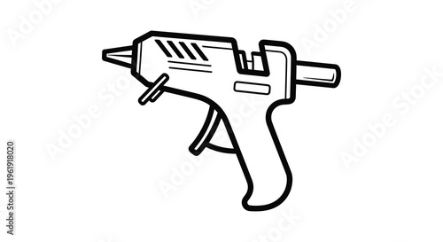 Black and white outline of a glue gun a crafting tool silhouette