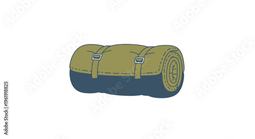 A rolled up sleeping bag or blanket.