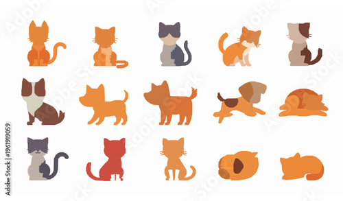 Flat style cute cats and dogs characters vector collection isolated on white background
Keywords:
