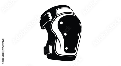 A black knee pad shown in a striking minimalist silhouette