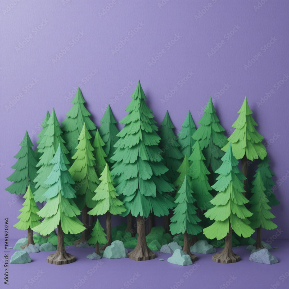 Fototapeta premium Minimalist Green Forest Environment for Game Design or Web Background