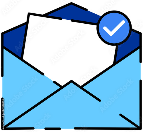 Mail Envelope Check Icon Editable Color Vector