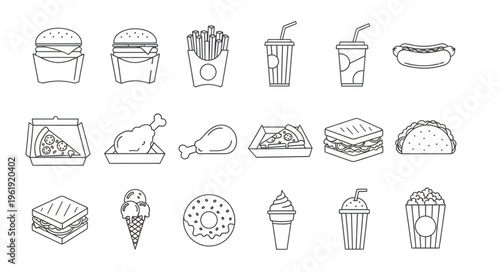 Fast Food Icons - A Collection of Popular Dishes and Treats.
