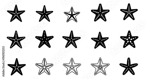 Collection of Starfish Icons: Nautical Marine Life Symbols