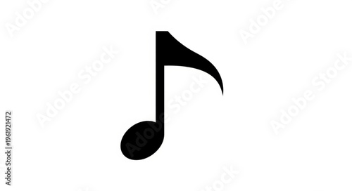 Single Eighth Note Musical Symbol on White Background.