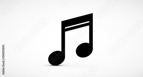 Elegant Black Musical Note Symbol on White Background for Creative Projects.