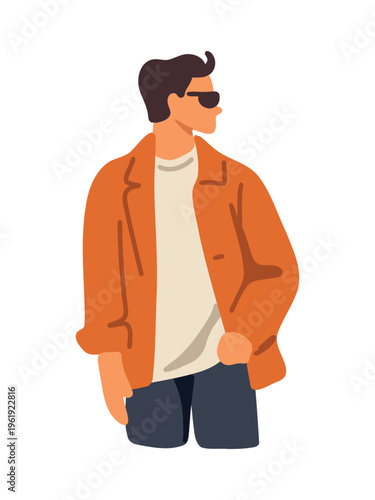 handsome male model in casual style on white