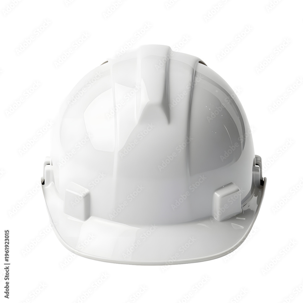 Fototapeta premium Close up shot of a white hard hat, often used on construction sites for safety