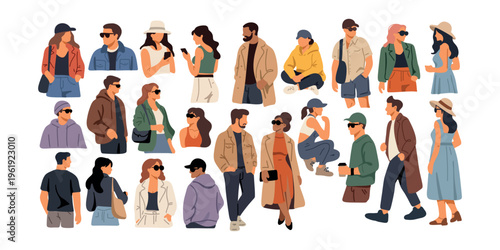 fashionable young adults collection in diverse casual and trendy styles