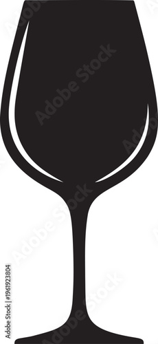 Wine glass silhouette vector illustration of elegant crystal stemware for drinking burgundy or bordeaux beverage in modern style.