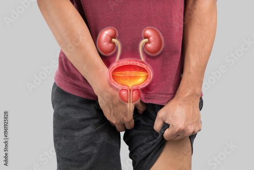 Man with Symptoms of Benign Prostatic Hyperplasia (BPH) or Enlarged Prostate, Experiencing Lower Abdominal Pain and Bladder Discomfort